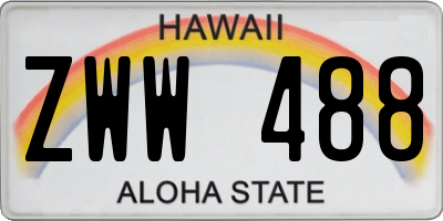 HI license plate ZWW488
