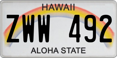 HI license plate ZWW492