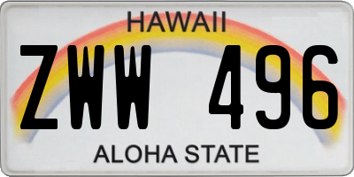 HI license plate ZWW496