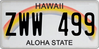 HI license plate ZWW499