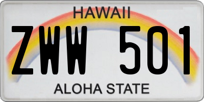 HI license plate ZWW501