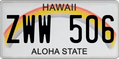 HI license plate ZWW506