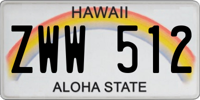 HI license plate ZWW512