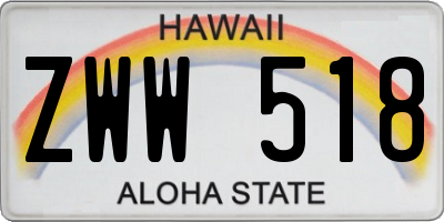 HI license plate ZWW518