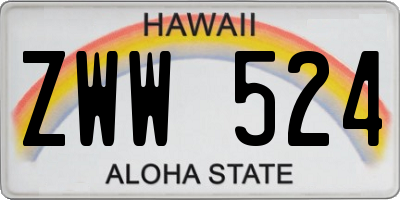 HI license plate ZWW524