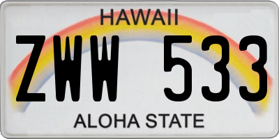 HI license plate ZWW533