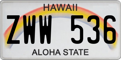 HI license plate ZWW536