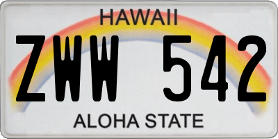 HI license plate ZWW542