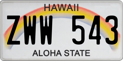 HI license plate ZWW543