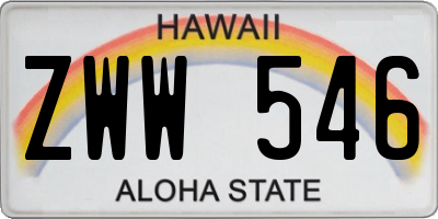 HI license plate ZWW546