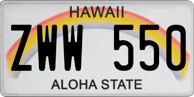 HI license plate ZWW550