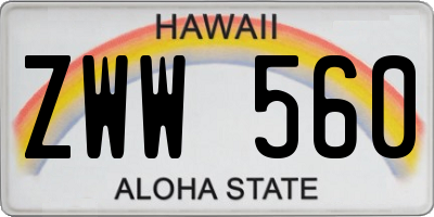 HI license plate ZWW560