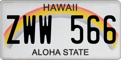 HI license plate ZWW566