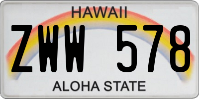 HI license plate ZWW578