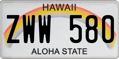 HI license plate ZWW580