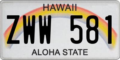 HI license plate ZWW581
