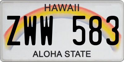 HI license plate ZWW583
