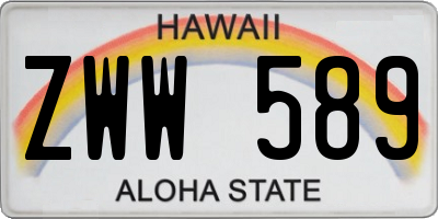 HI license plate ZWW589