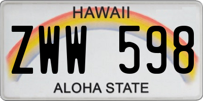 HI license plate ZWW598
