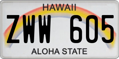 HI license plate ZWW605