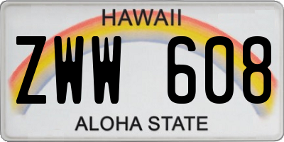 HI license plate ZWW608