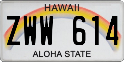 HI license plate ZWW614
