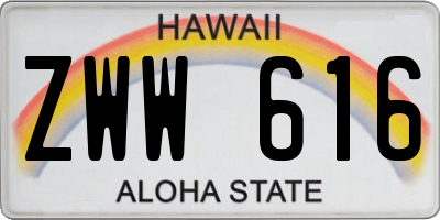 HI license plate ZWW616