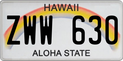 HI license plate ZWW630