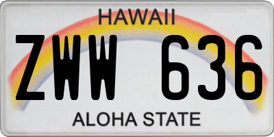HI license plate ZWW636