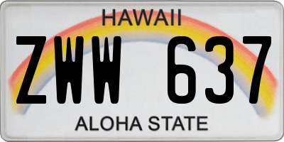 HI license plate ZWW637