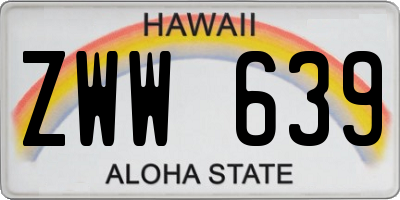HI license plate ZWW639