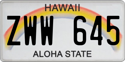 HI license plate ZWW645