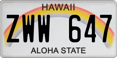 HI license plate ZWW647