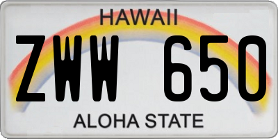 HI license plate ZWW650