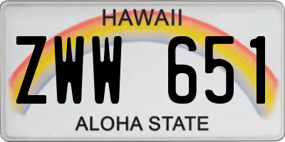 HI license plate ZWW651