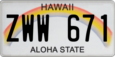 HI license plate ZWW671