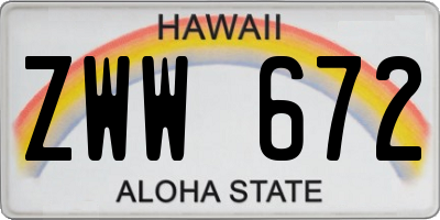 HI license plate ZWW672