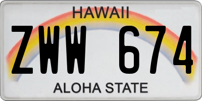 HI license plate ZWW674