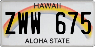 HI license plate ZWW675