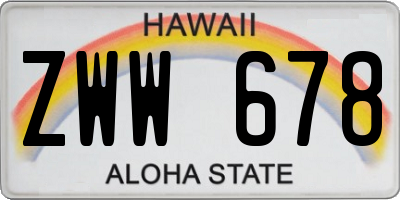 HI license plate ZWW678