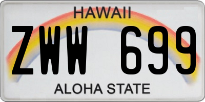 HI license plate ZWW699