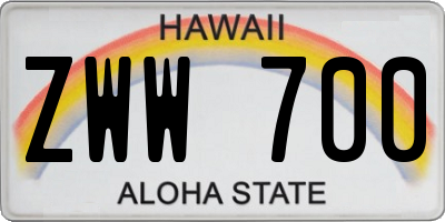 HI license plate ZWW700