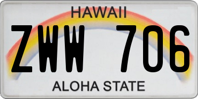 HI license plate ZWW706