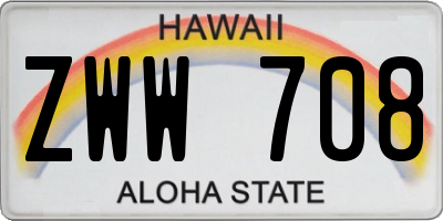 HI license plate ZWW708