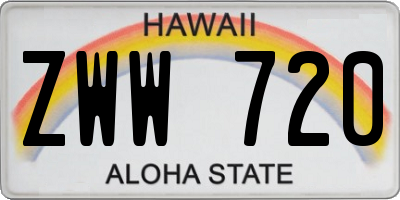 HI license plate ZWW720