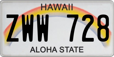 HI license plate ZWW728
