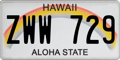 HI license plate ZWW729