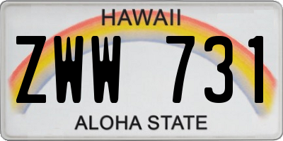HI license plate ZWW731