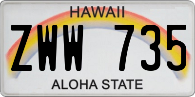 HI license plate ZWW735