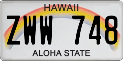 HI license plate ZWW748